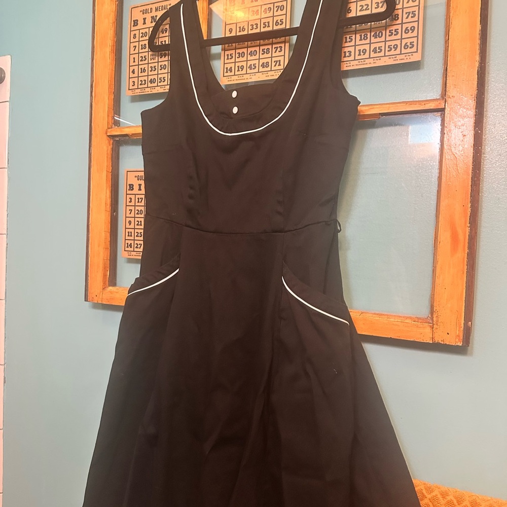 Collectif Black and White A-Line Midi Dress Large